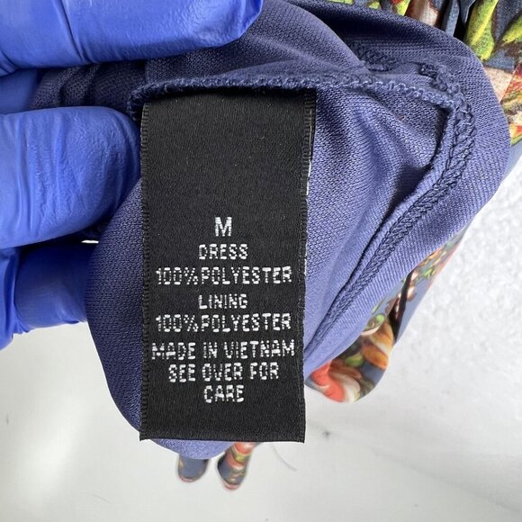 BCX NWT Womens M  Floral Blue Halter Maxi Slit Pleated Dress Belt Sheer Overlay - Picture 13 of 16